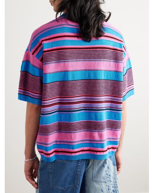Loewe Blue Paula's Ibiza Striped Cotton And Linen-blend T-shirt for men