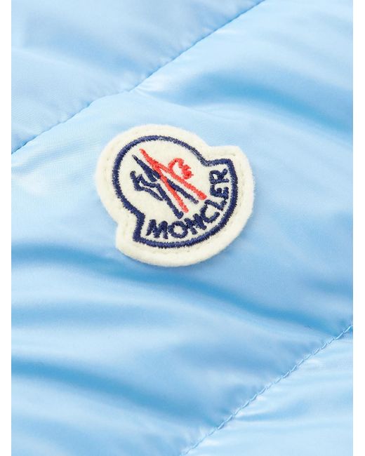 Moncler Daunenweste aus gestepptem Shell mit Kapuze und Logoapplikation in Blue für Herren