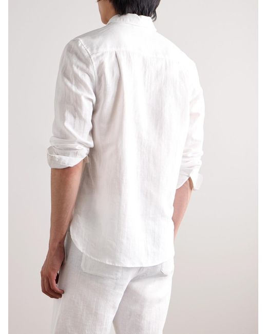 Zimmerli of Switzerland White Cutaway-Collar Linen And Cotton-Blend Shirt for men