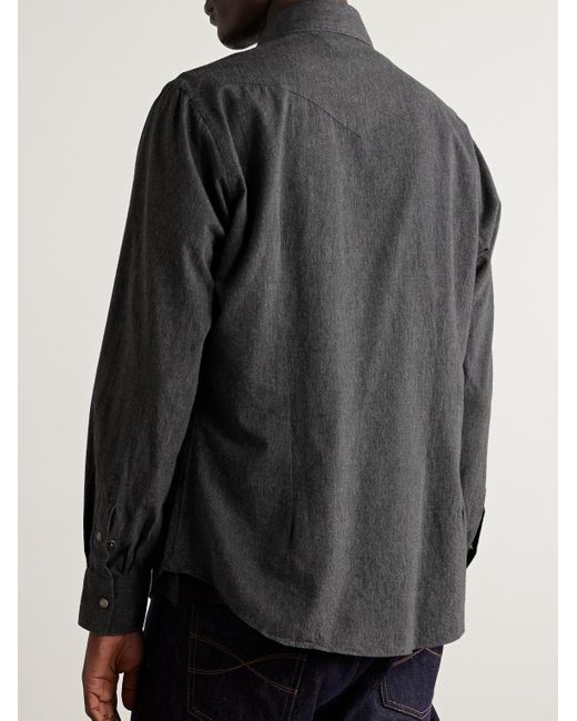 Eleventy Gray Cotton Western Shirt for men