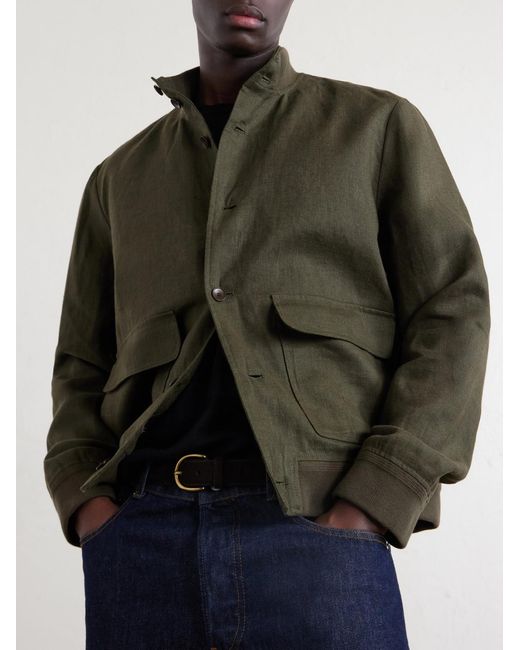 Mr P. Green Linen-Twill Harrington Jacket for men