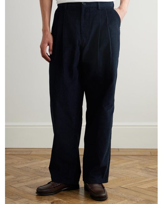 Kardo Blue Antonio Straight-Leg Embroidered Cotton-Corduroy Trousers for men