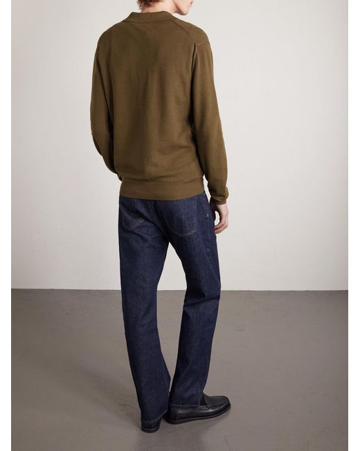 Tom Ford Green Silk And Cotton-Blend Piqué Polo Shirt for men