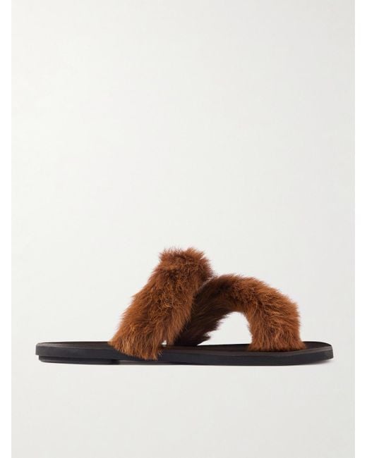 Dries Van Noten Brown Shearling Sandals for men