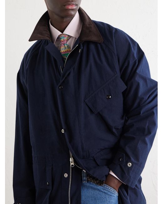 Drake's Blue Ripstop Cotton Jacket for men