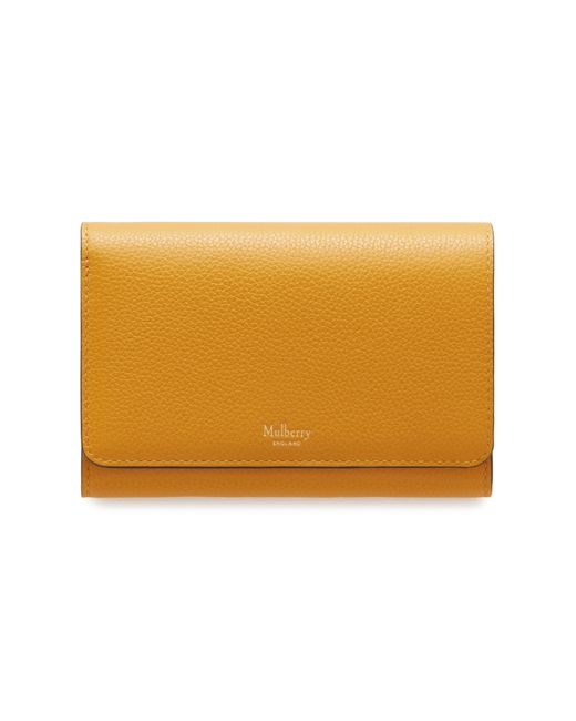 Mulberry Orange Medium Continental French Purse In Deep Amber Small Classic Grain
