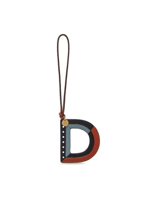 Mulberry Black Tri-colour Leather Keyring
