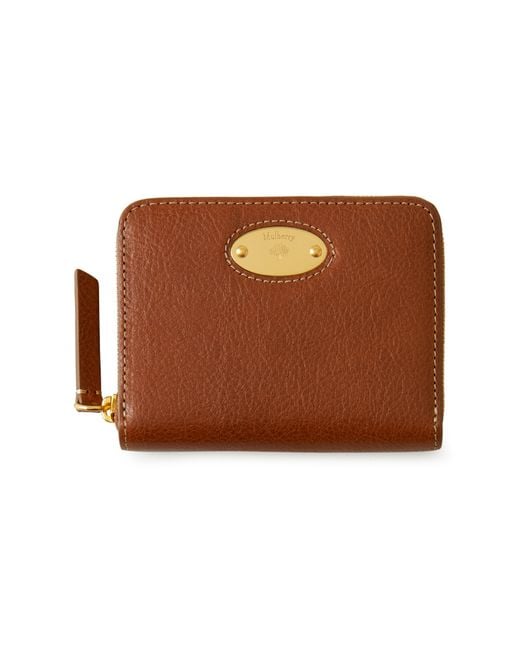 Mulberry Brown Plaque Small Zip Around Purse