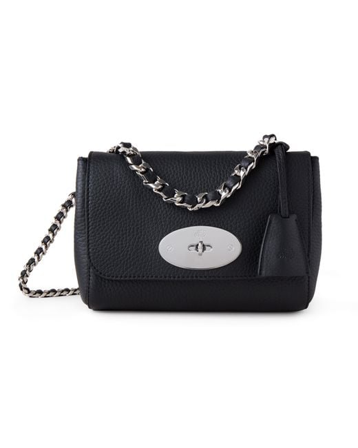 Mulberry Leather Top Handle Lily In Carbon Neutral | Black Heavy Grain ...