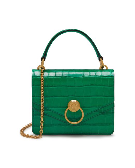 Mulberry Small Harlow Satchel In Emerald Green Croc Print