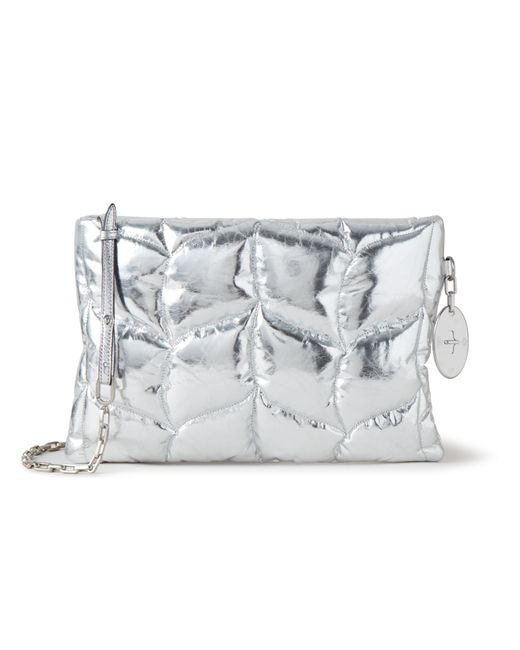 Mulberry Softie Clutch In Silver Crinkled Metallic Leather
