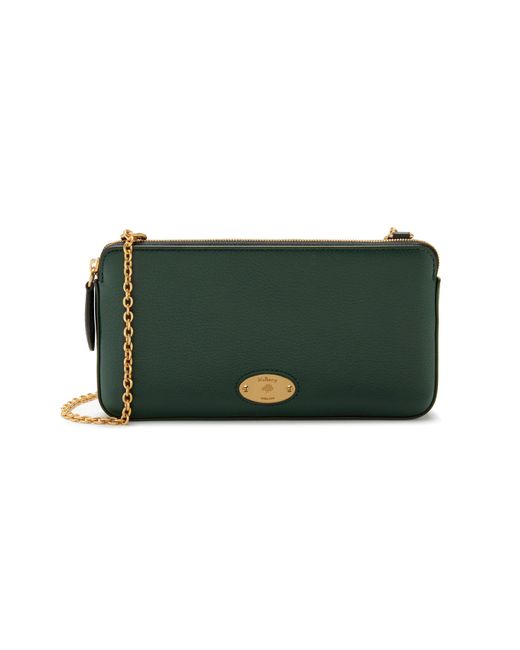 Mulberry Plaque Wallet On Chain In Green Small Classic Grain