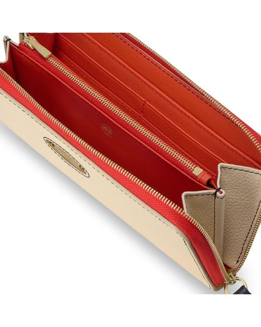 Mulberry Natural Plaque 8 Credit Card Zip Purse Eggshell-Coral Orang