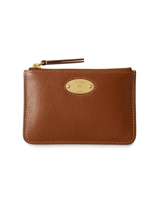 Mulberry Brown Plaque Small Zip Coin Pouch In Oak Legacy Nvt
