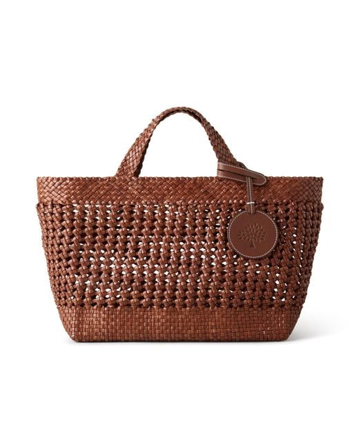 Mulberry Brown Small Woven Leather Tote