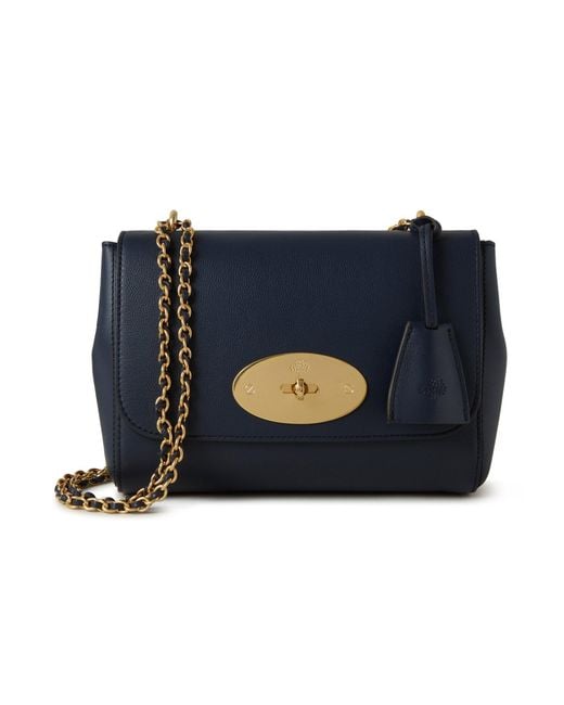 Mulberry Blue Grained Leather Lily Shoulder Bag