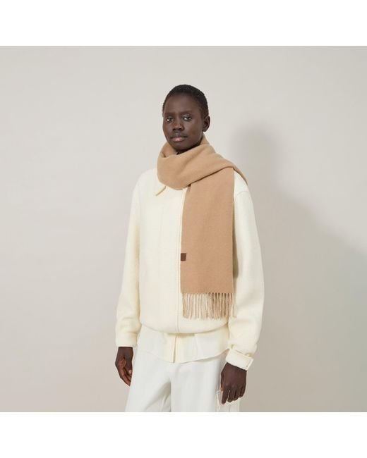 Mulberry Natural Reversible Cashmere Bi-Colour Scarf Eggshell-Camel