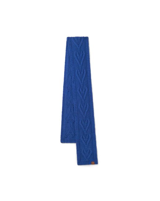 Mulberry Blue Cable Knitted Heart Scarf Cobalt