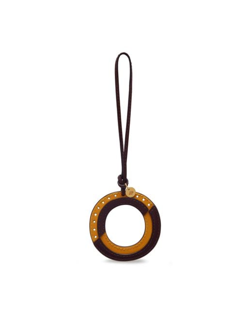 Mulberry Brown Bi-Colour Leather Keyring