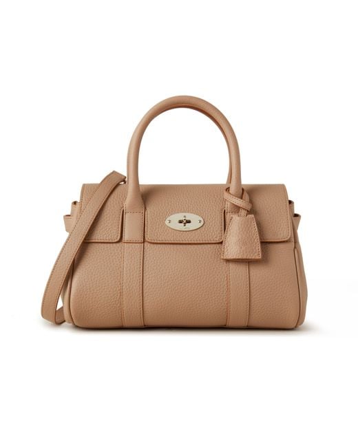 Mulberry Brown Soft Small Bayswater In Light Salmon Heavy Grain