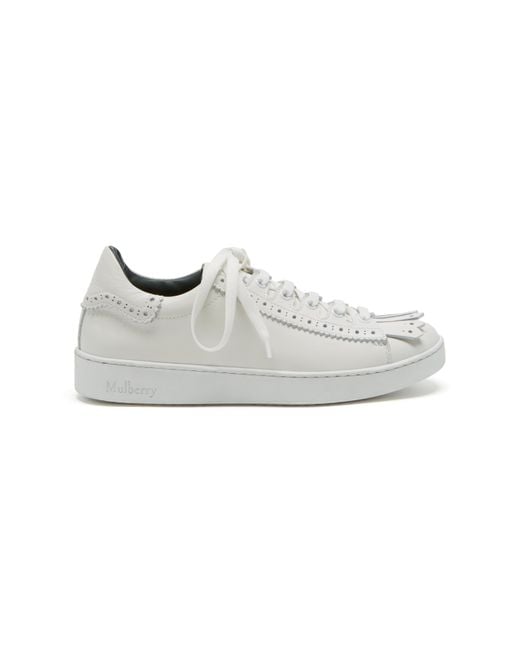 Mulberry Jump Fringe Sneaker In White Smooth Calf | Lyst