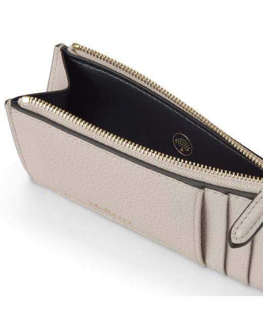 Mulberry Metallic Continental Long Zipped Card Holder Chalk