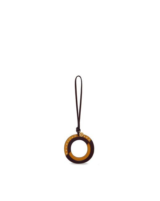 Mulberry Brown Bi-Colour Leather Keyring