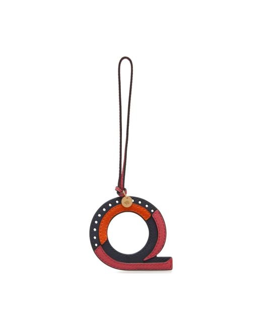 Mulberry Red Tri-colour Leather Keyring