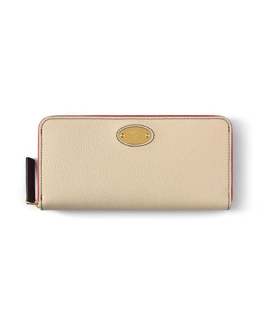 Mulberry Natural Plaque 8 Credit Card Zip Purse Eggshell-Coral Orang