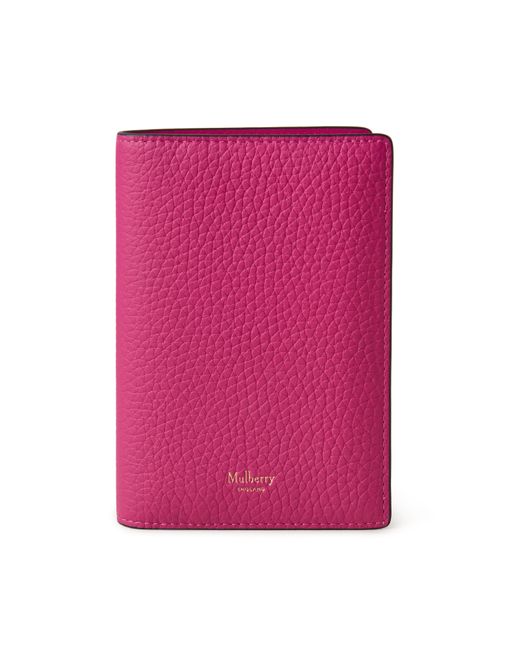 Mulberry Passport Cover In Pink Heavy Grain