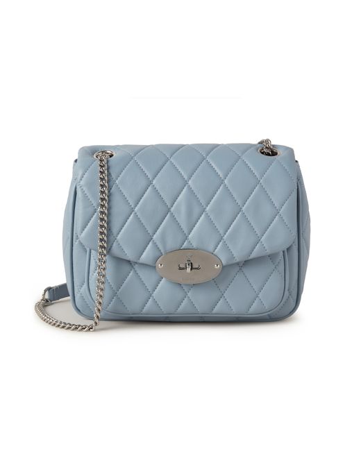 Mulberry Blue Small Darley Shoulder Bag In Cloud Quilted Shiny Calf