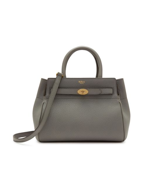 Mulberry Gray Small Belted Bayswater In Charcoal Heavy Grain