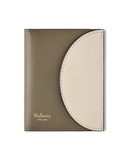 Mulberry Brown Compact Bifold Card Wallet Eggshell-Linen
