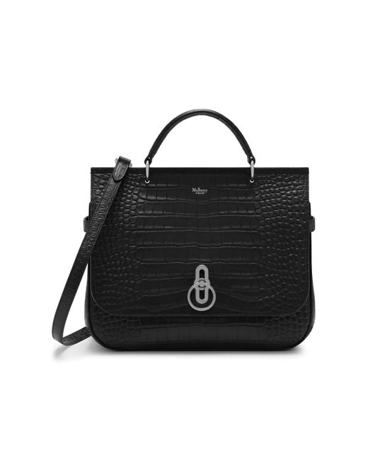mulberry amberley black croc