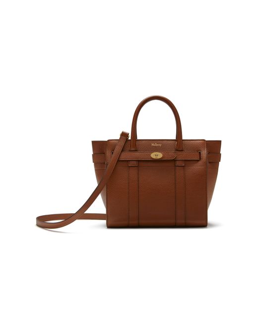 Mulberry Brown Mini Zipped Bayswater In Oak Small Classic Grain