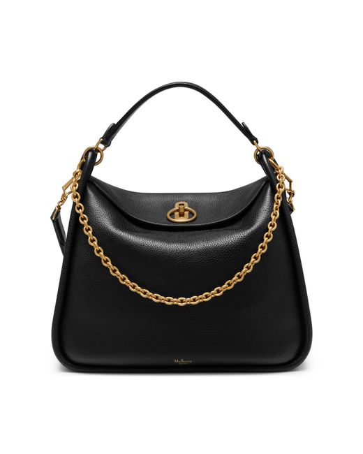 Mulberry Leighton In Black Small Classic Grain