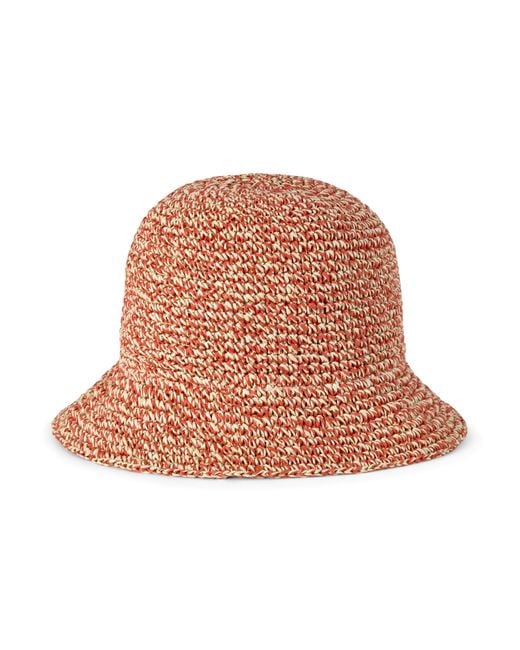 Mulberry Brown Raffia Bucket Hat Coral-Chalk