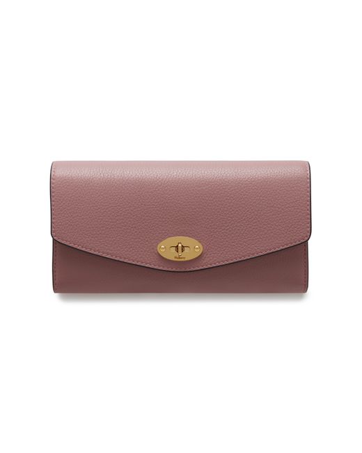Mulberry Multicolor Darley Wallet In Mocha Rose Small Classic Grain