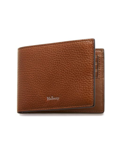 Mulberry Brown 8 Card Wallet In Oak Small Classic Grain for men