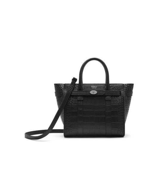 Mulberry Mini Zipped Bayswater In Black Matte Croc | Lyst Australia