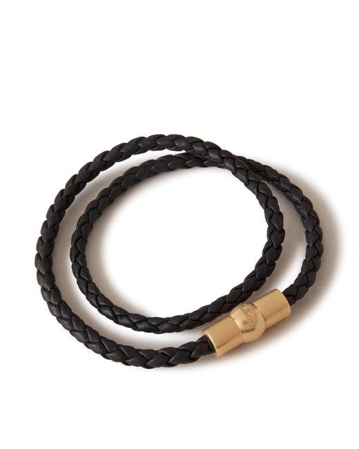 Mulberry Iris Double Leather Bracelet In Black Silky Calf