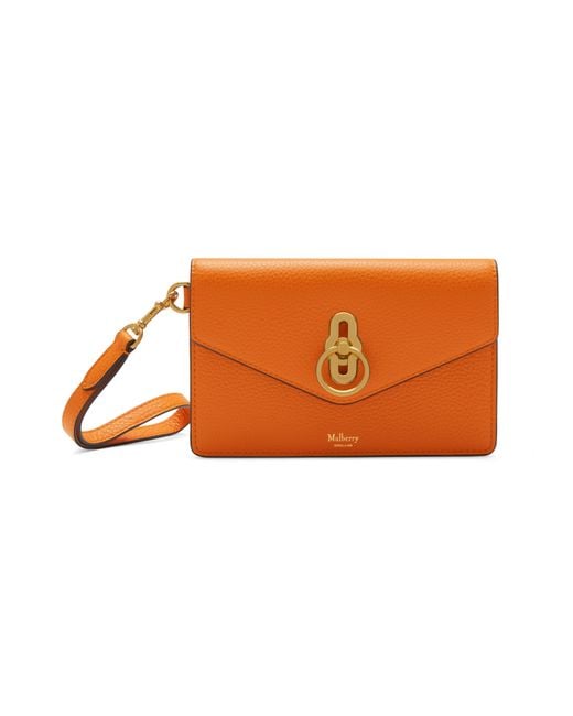 Mulberry Orange Amberley Phone Clutch In Autumn Gold Small Classic Grain