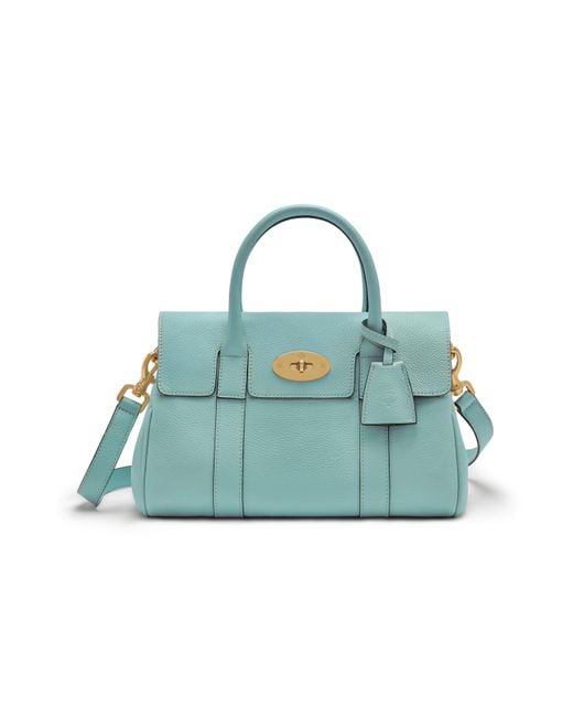 Mulberry Small Bayswater Satchel In Light Antique Blue Small Classic Grain