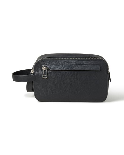 Mulberry Double Zip Wash Case In Black Heavy Grain