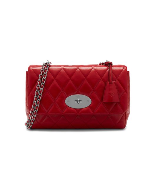 Mulberry Red Medium Lily In Scarlet Quilted Shiny Buffalo