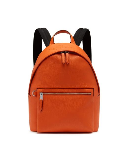 Mulberry Zipped Backpack In Mandarin Orange Heavy Grain for men
