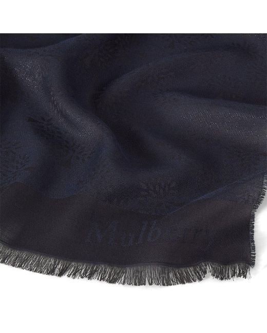 Mulberry Blue Pashmina Mit Baumlogo