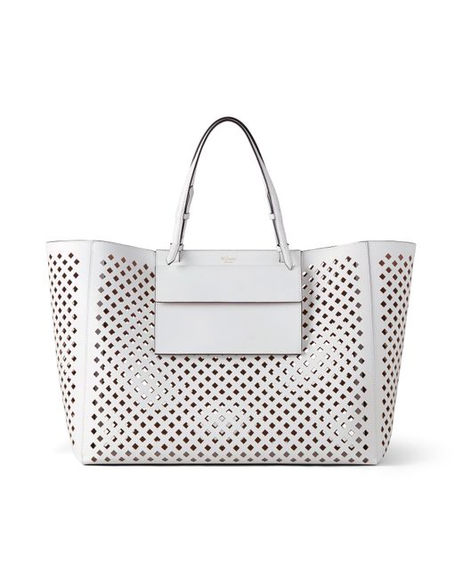 Mulberry White Leather Xl Perforated Tote