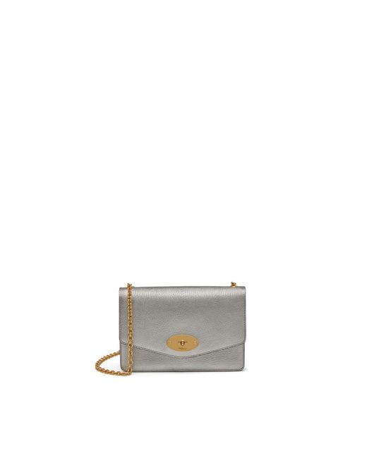 Mulberry Small Darley In Light Silver Metallic Printed Calf