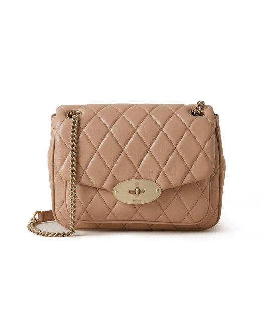 Mulberry Brown Small Darley Shoulder Bag In Light Salmon Quilted Shiny Calf